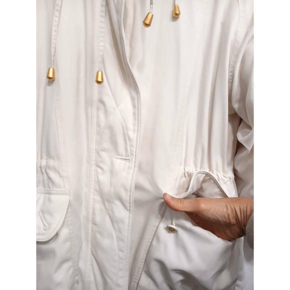 IZZI Rothschild FOX FUR Detachable Hood Parka Jacket Womens Size S Ivory Vintage - Picture 7 of 16